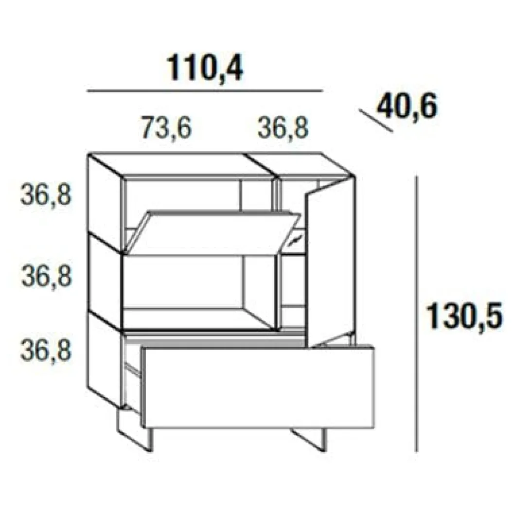 36E8 GLASS 1350 Highboard