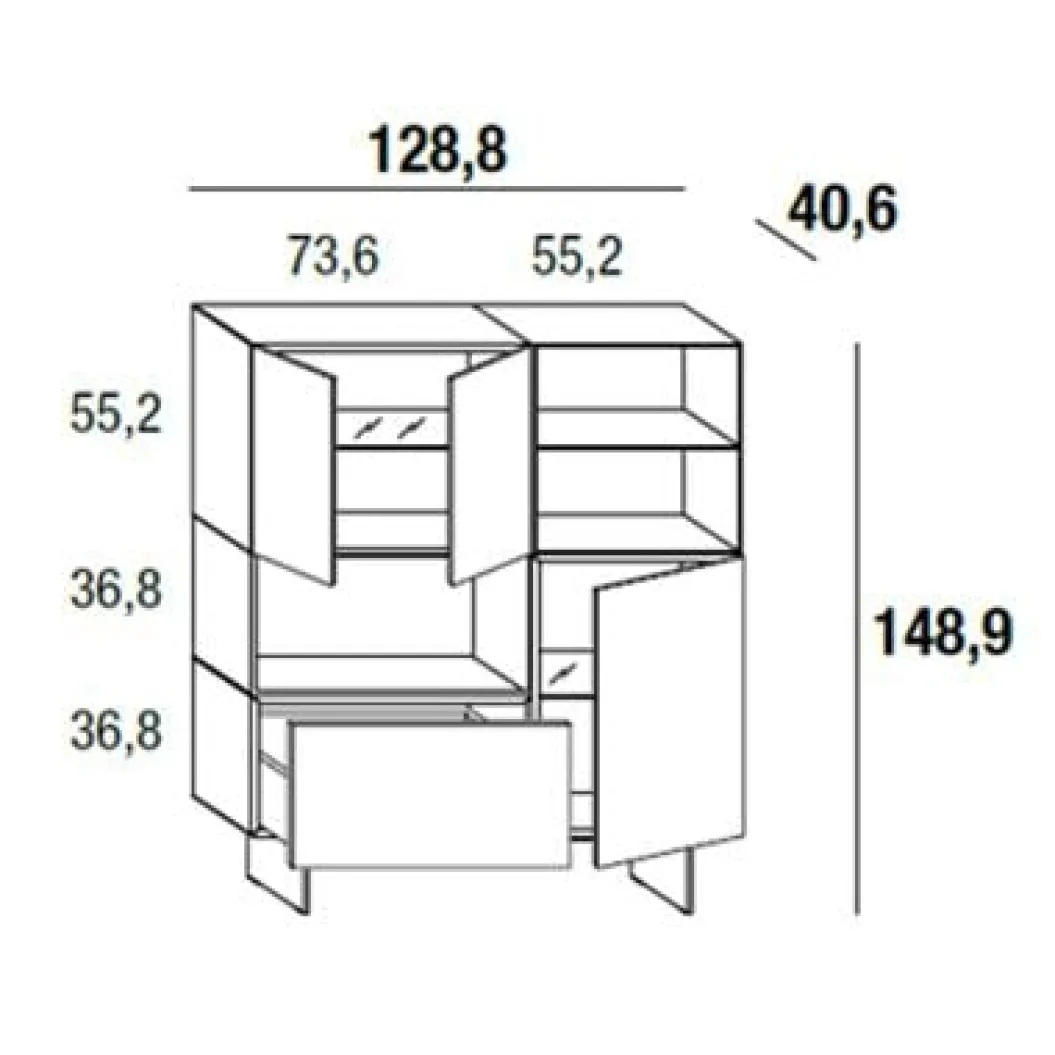 36E8 GLASS 1349 Highboard